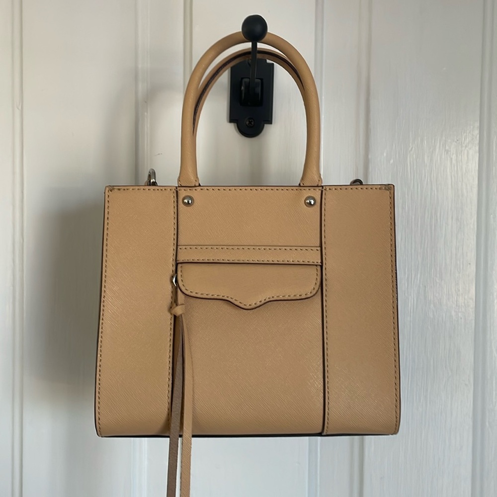 Rebecca Minkoff small handbag camel leather with removable crossbody strap